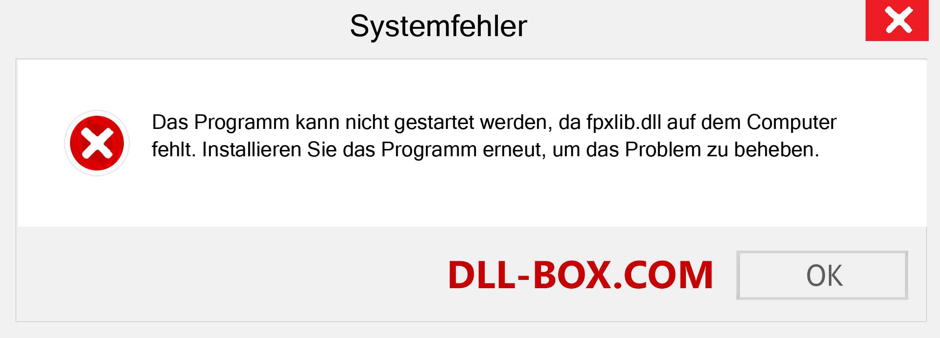 fpxlib.dll-Datei fehlt?. Download für Windows 7, 8, 10 - Fix fpxlib dll Missing Error unter Windows, Fotos, Bildern